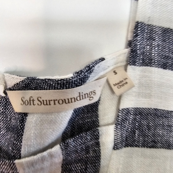 Soft Surroundings Women's Sunset Striped Cold Shoulder Linen Tunic sz Small - Picture 5 of 14